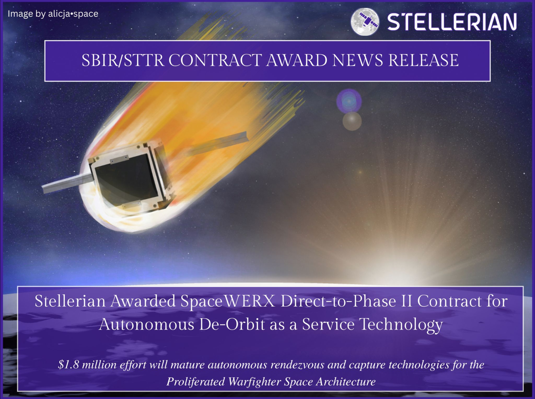 Stellerian SBIR/STTR contract award news release. Image by alicja•space.